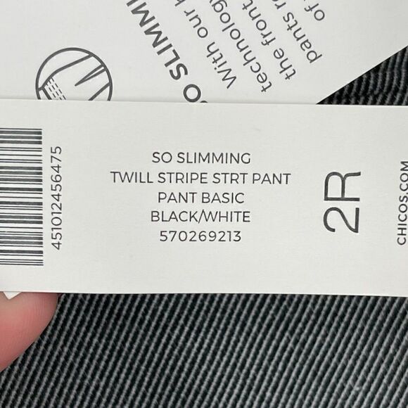 Chico's So Slimming Sophia Twill Striped Straight Leg Pants Black White Size 12 - Picture 8 of 11
